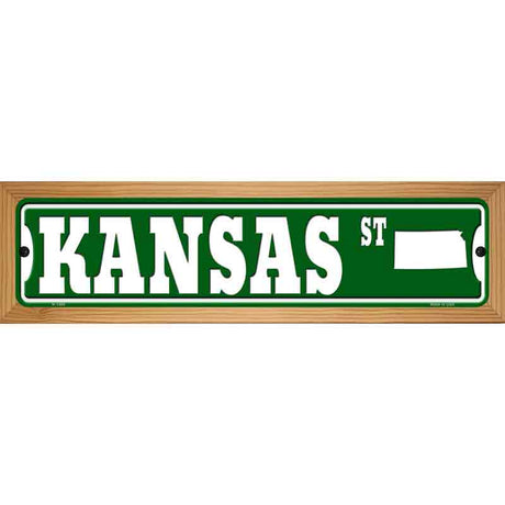 Kansas St Silhouette Novelty Metal Street Sign 19" x 5.5" (WB-K)