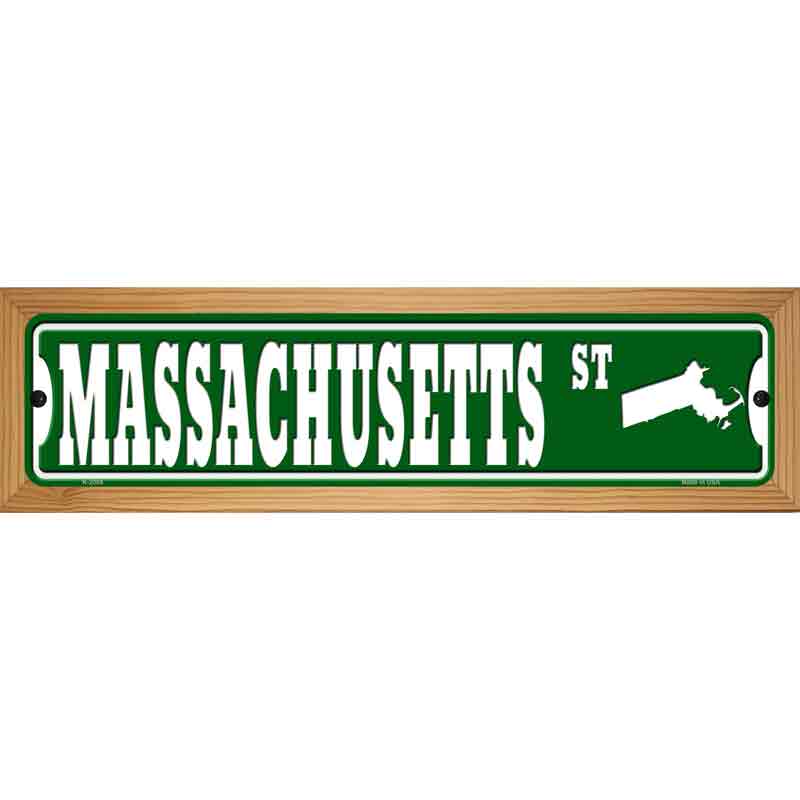 Massachusetts St Silhouette Novelty Metal Street Sign 19" x 5.5" (WB-K)