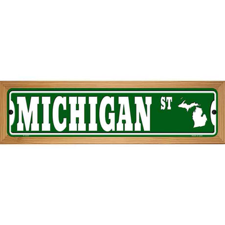 Michigan St Silhouette Novelty Metal Street Sign 19" x 5.5" (WB-K)