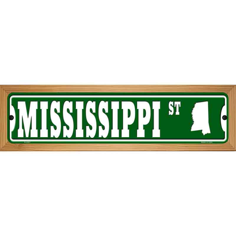 Mississippi St Silhouette Novelty Metal Street Sign 19" x 5.5" (WB-K)