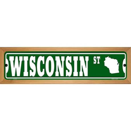 Wisconsin St Silhouette Novelty Metal Street Sign 19" x 5.5" (WB-K)