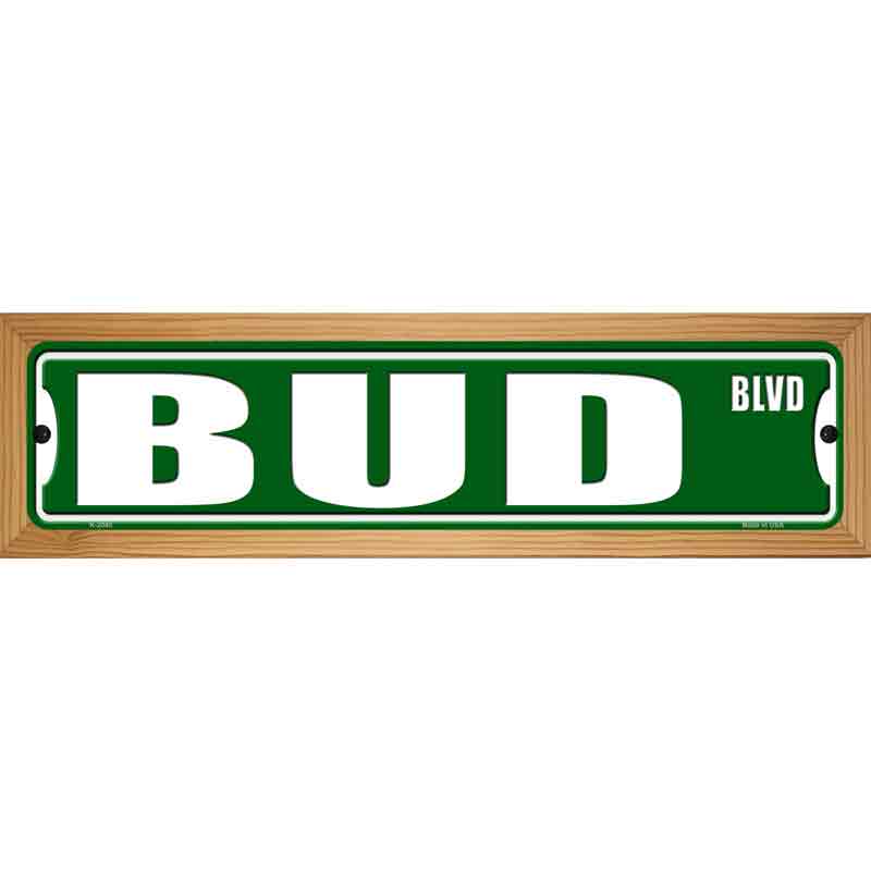 Bud Blvd Novelty Metal Street Sign 19" x 5.5" (WB-K)