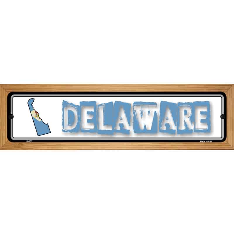 Delaware State Outline Novelty Metal Vanity Street Sign 19" x 5.5" (WB-K)