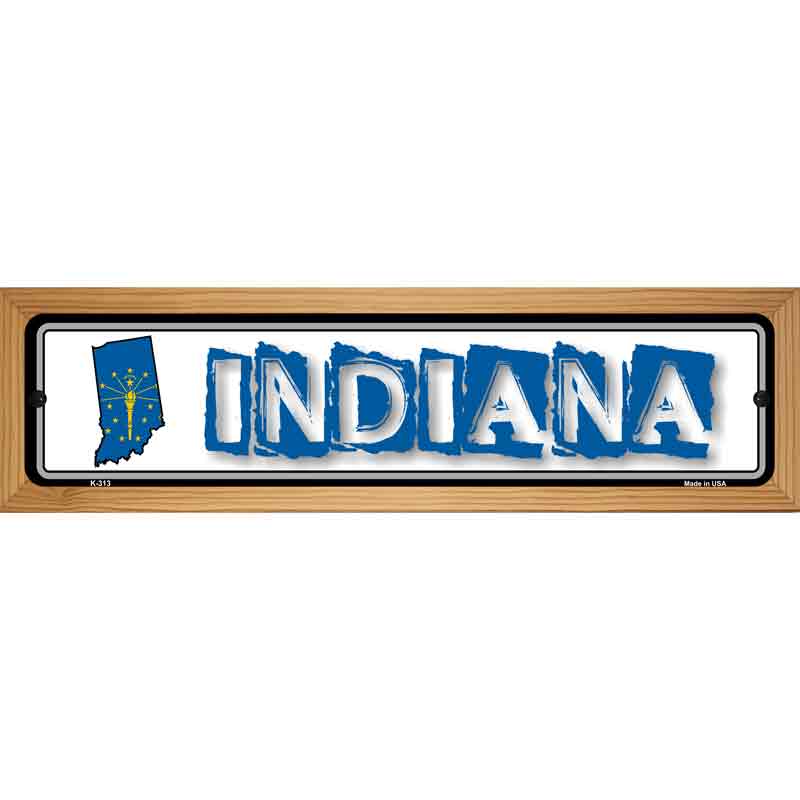 Indiana State Outline Novelty Metal Vanity Street Sign 19" x 5.5" (WB-K)