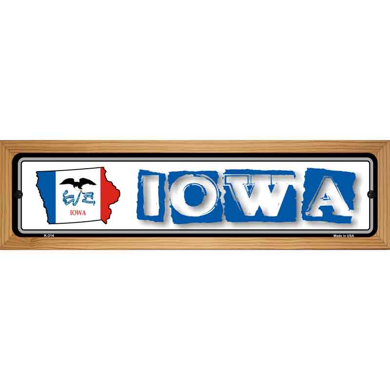 Iowa State Outline Novelty Metal Vanity Street Sign 19" x 5.5" (WB-K)