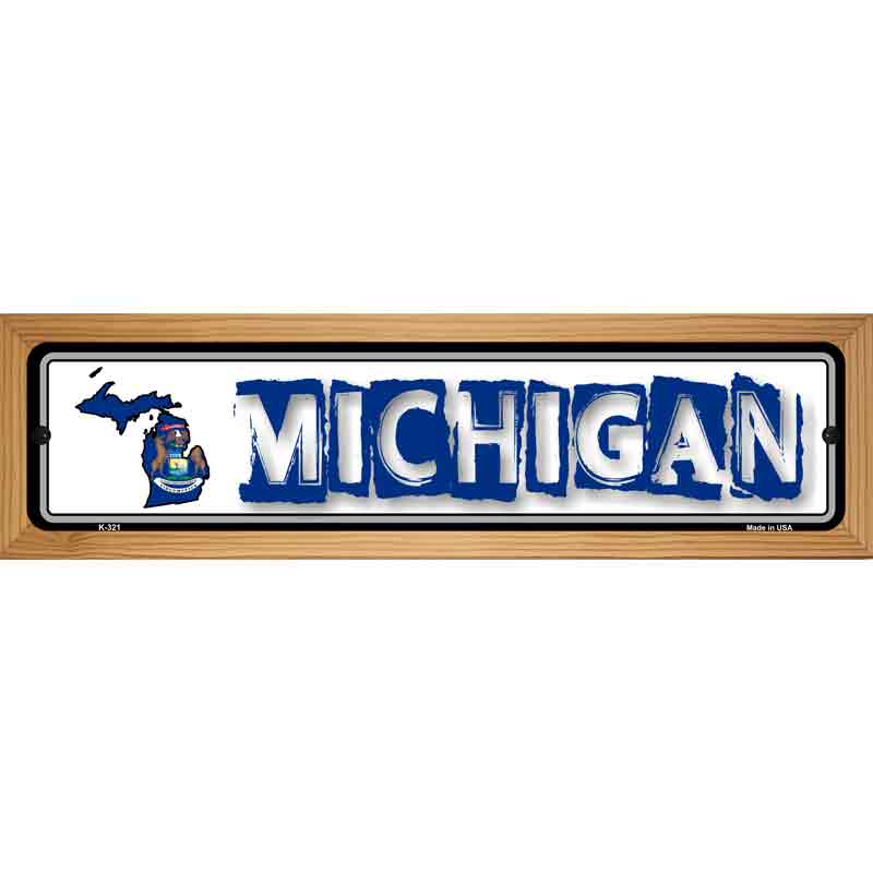 Michigan State Outline Novelty Metal Vanity Street Sign 19" x 5.5" (WB-K)