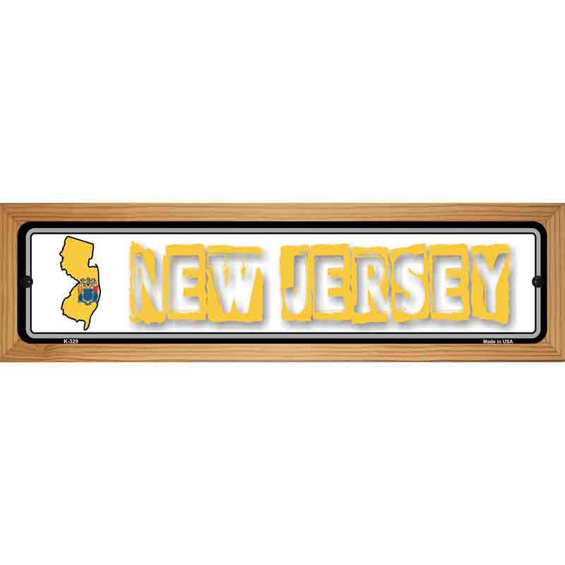 New Jersey State Outline Novelty Metal Vanity Street Sign 19" x 5.5" (WB-K)