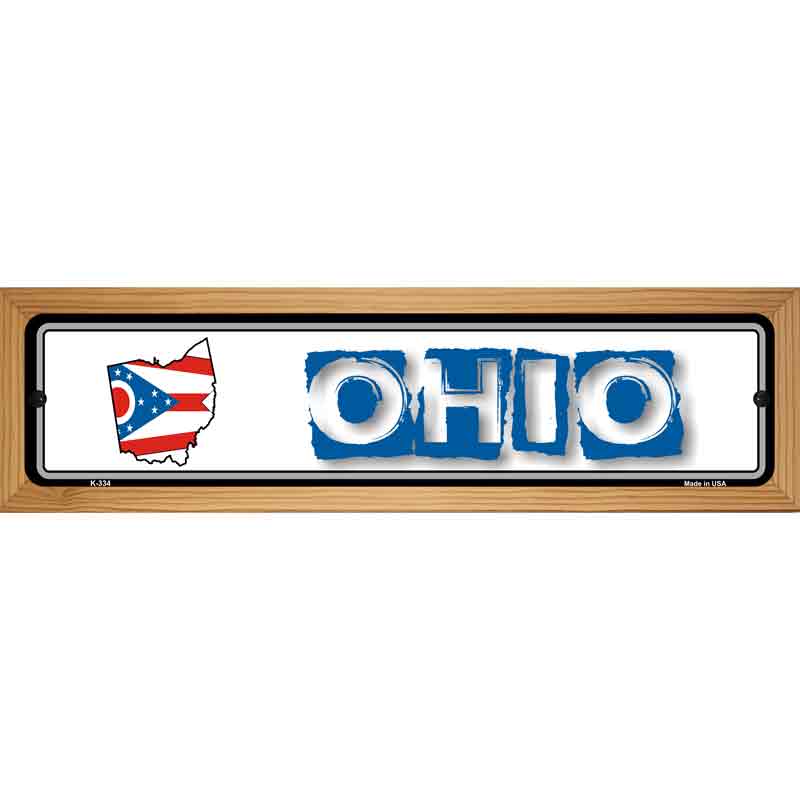 Ohio State Outline Novelty Metal Vanity Street Sign 19" x 5.5" (WB-K)