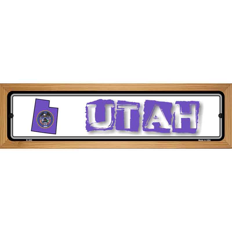 Utah State Outline Novelty Metal Vanity Street Sign 19" x 5.5" (WB-K)