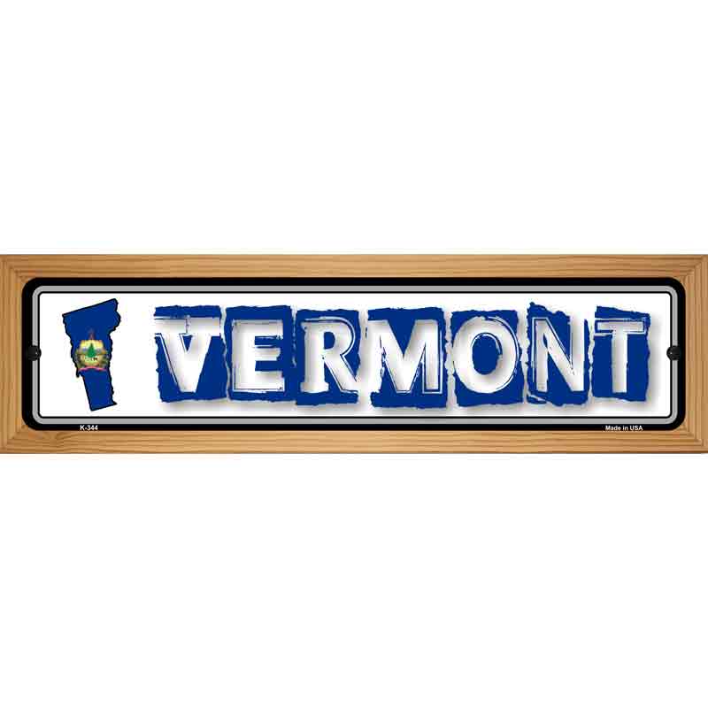 Vermont State Outline Novelty Metal Vanity Street Sign 19" x 5.5" (WB-K)