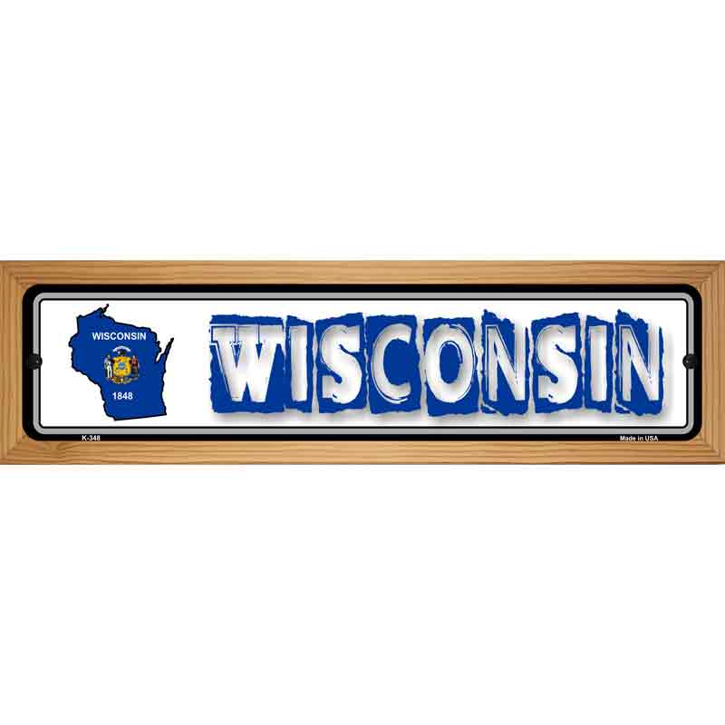 Wisconsin State Outline Novelty Metal Vanity Street Sign 19" x 5.5" (WB-K)