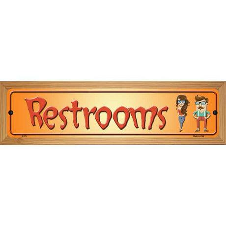 Restrooms Orange Metal Novelty Street Sign 19" x 5.5" (WB-K)