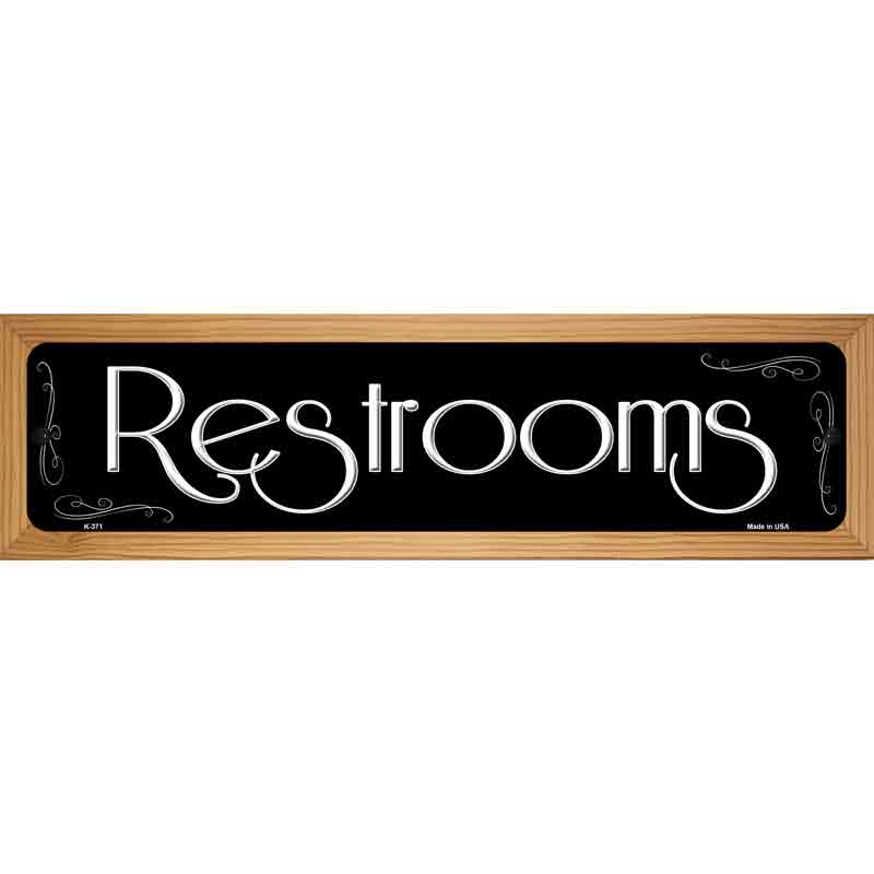 Restrooms Black Metal Novelty Street Sign 19" x 5.5" (WB-K)