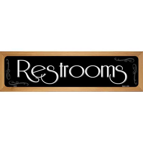 Restrooms Black Metal Novelty Street Sign 19" x 5.5" (WB-K)