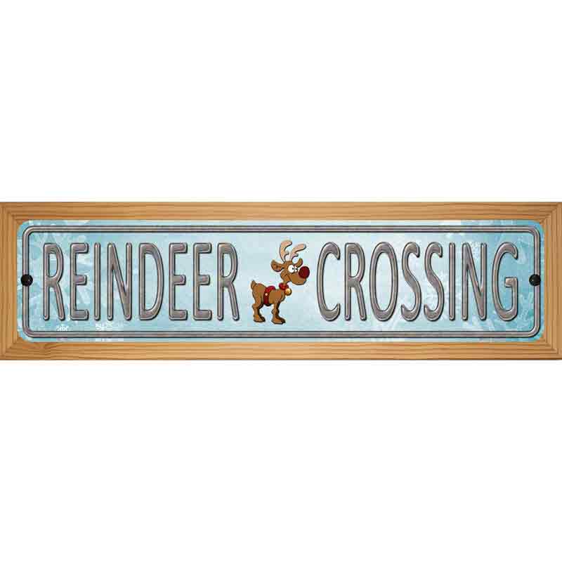 Reindeer Crossing Novelty Metal Street Sign 19" x 5.5" (WB-K)