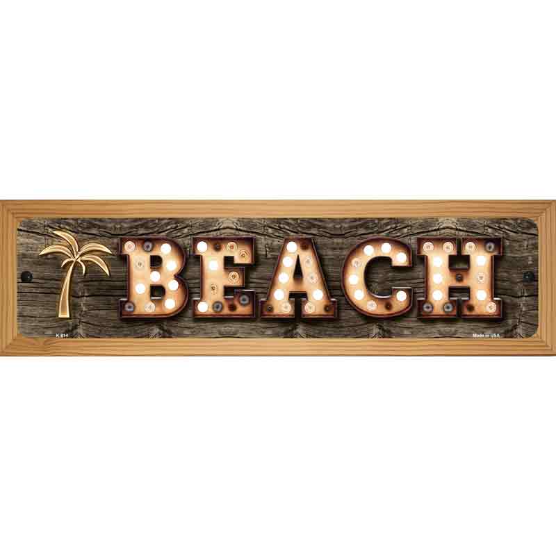 Beach Palm Tree Bulb Lettering Novelty Metal Street Sign 19" x 5.5" (WB-K)