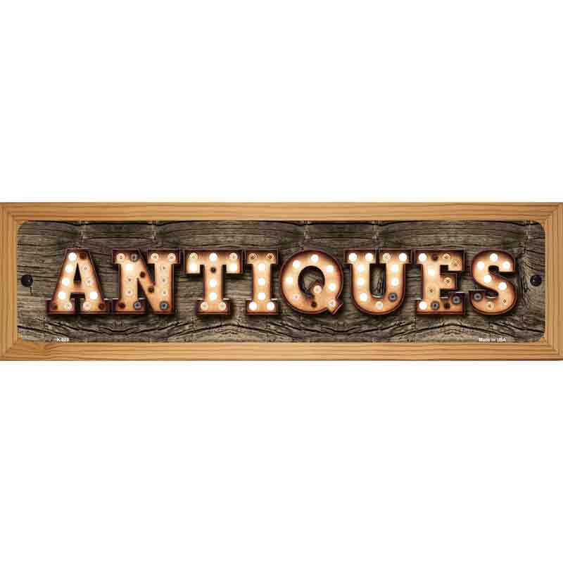 Antiques Bulb Lettering Novelty Metal Street Sign 19" x 5.5" (WB-K)