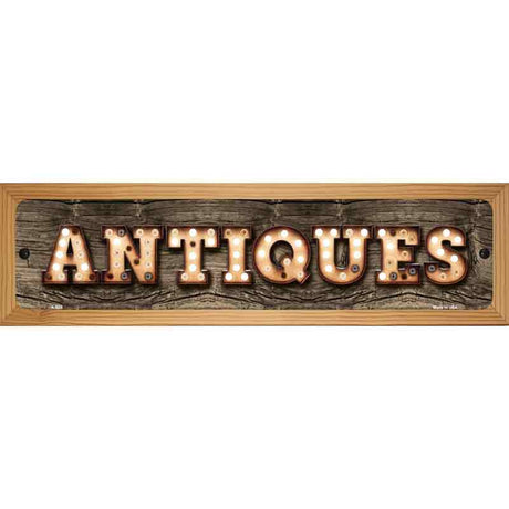 Antiques Bulb Lettering Novelty Metal Street Sign 19" x 5.5" (WB-K)