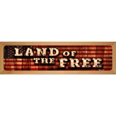 Land of the Free Bulb Lettering American Flag Novelty Metal Street Sign 19" x 5.5" (WB-K)