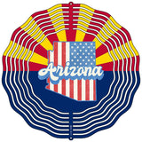 Arizona Silhouette with AZ Flag Novelty Metal Wind Spinner