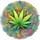 Colorful Marijuana Leaf Novelty Metal Wind Spinner