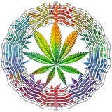 Marijuana Leaf White Novelty Metal Wind Spinner