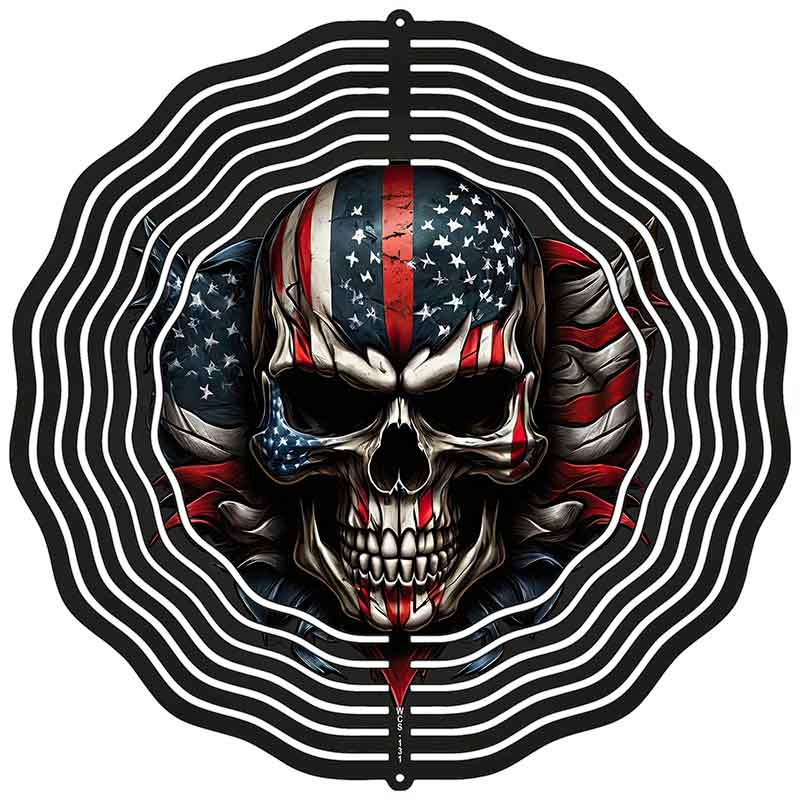 American Skull Novelty Metal Wind Spinner