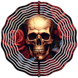 Skull with Roses Novelty Metal Wind Spinner