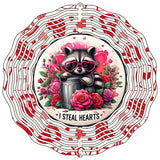 I Steal Heart Raccoon Novelty Metal Wind Spinner WCS-224