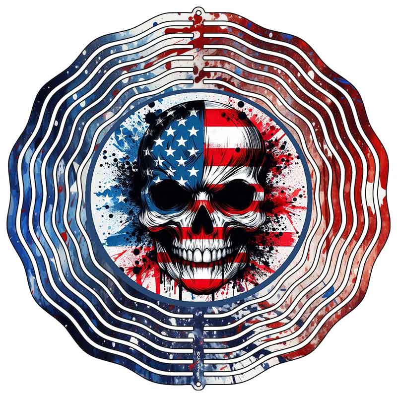 American Skull Novelty Metal Wind Spinner WCS-229