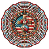 Flowered Cross American Flag Novelty Metal Wind Spinner WCS-230