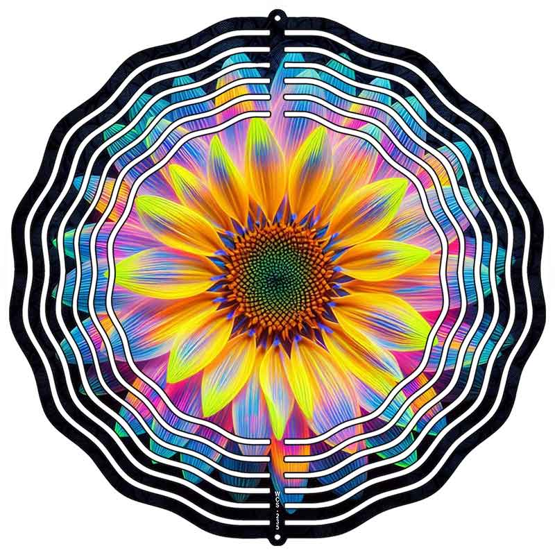 Vibrant Rainbow Sunflower Novelty Metal Wind Spinner WCS-235