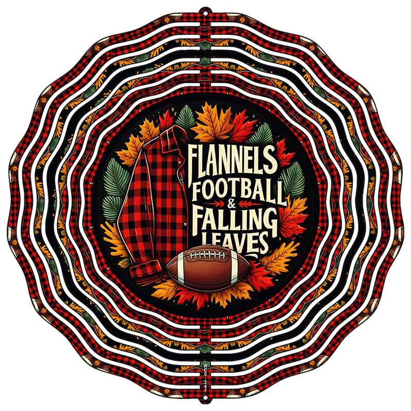 Flannels Football and Falling Leaves Novelty Metal Wind Spinner WCS-247