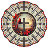 Cardinal on a Cross Novelty Metal Wind Spinner WCS-254