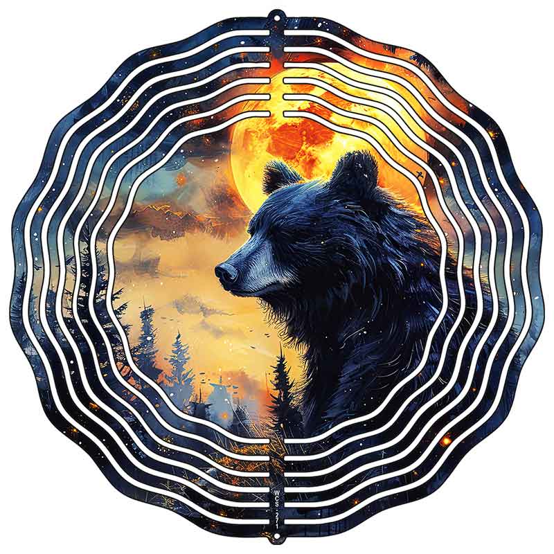 Bear in Moonlight Novelty Metal Wind Spinner WCS-271