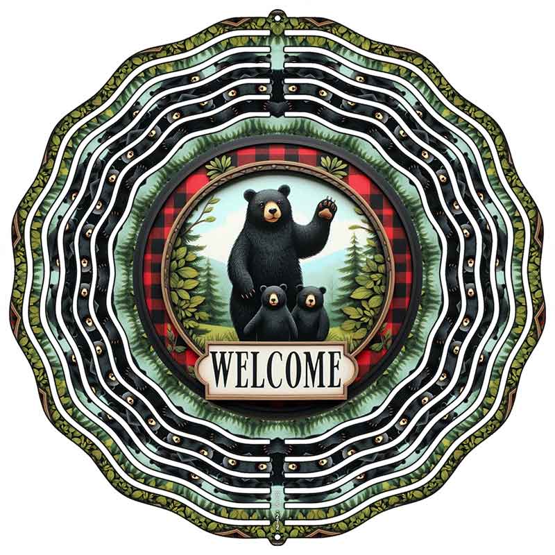 Welcome Black Bears Novelty Metal Wind Spinner WCS-272