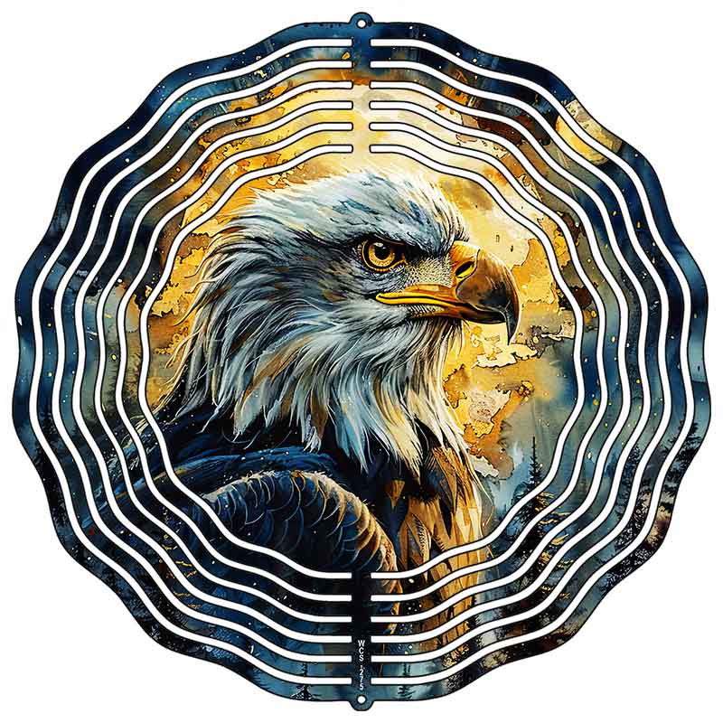 Bald Eagle in Moonlight Novelty Metal Wind Spinner WCS-275