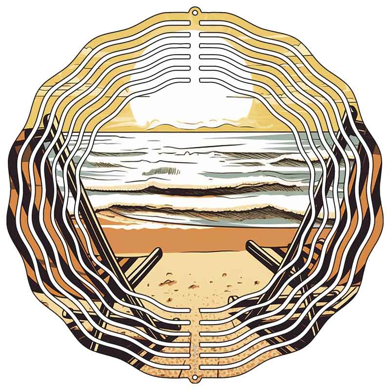 Sunset on the Beach Novelty Metal Wind Spinner WCS-277