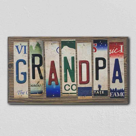 Grandpa License Plate Tag Strip Novelty Wood Sign WS-001