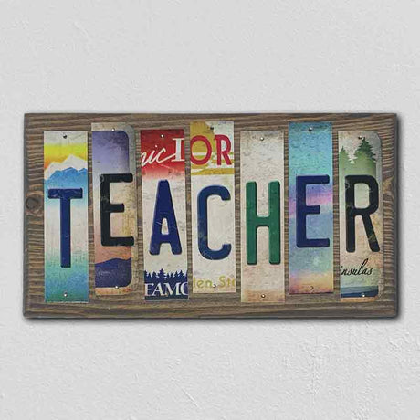 Teacher License Plate Tag Strip Novelty Wood Sign WS-003