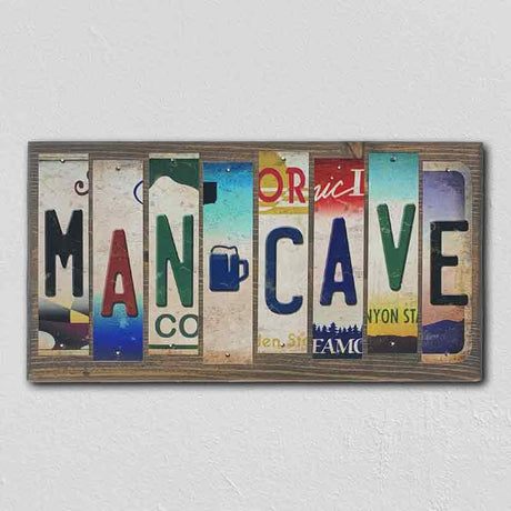 Man Cave License Plate Tag Strip Novelty Wood Sign WS-004