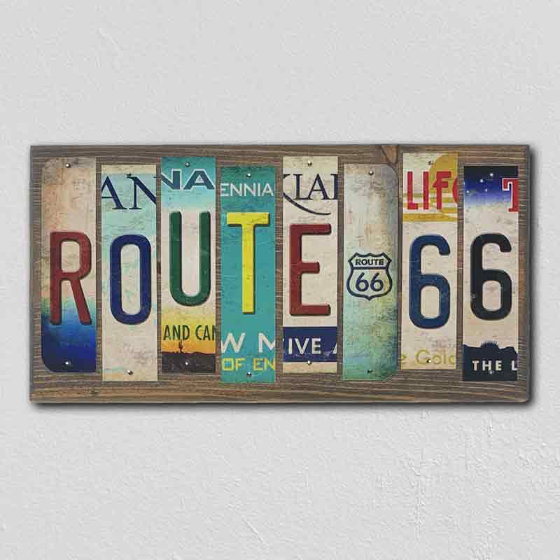 Route 66 License Plate Tag Strip Novelty Wood Sign WS-005