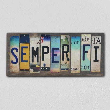 Semper Fi License Plate Tag Strip Novelty Wood Sign WS-014