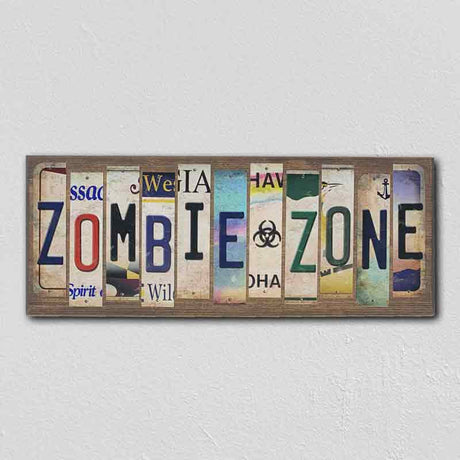 Zombie Zone License Plate Tag Strip Novelty Wood Sign WS-033