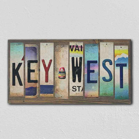 Key West License Plate Tag Strip Novelty Wood Sign WS-044