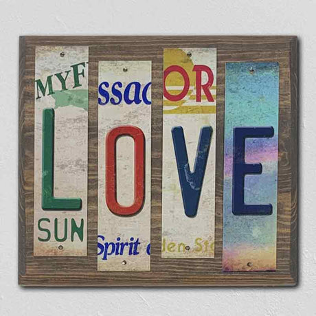 Love License Plate Tag Strip Novelty Wood Sign WS-068