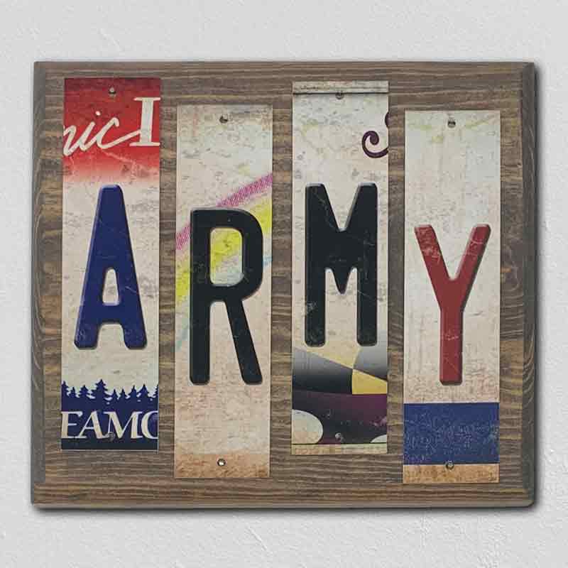 Army License Plate Tag Strip Novelty Wood Sign WS-072