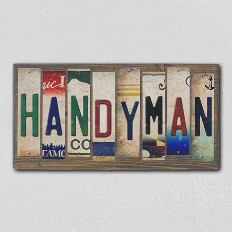 Handyman License Plate Tag Strip Novelty Wood Sign WS-074