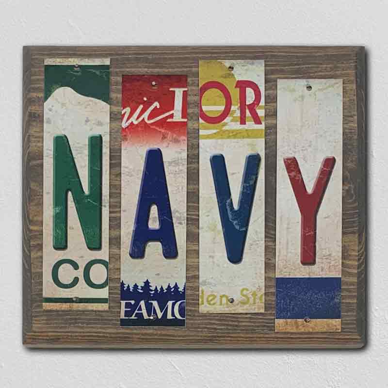 Navy License Plate Tag Strip Novelty Wood Sign WS-075