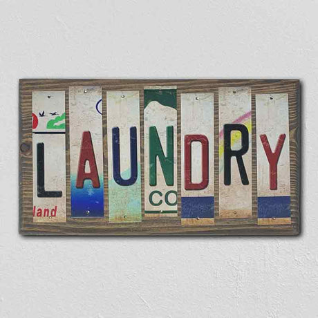 Laundry License Plate Tag Strip Novelty Wood Sign WS-076